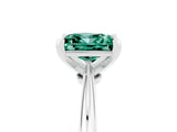 Platinum Princess Cut Green Sapphire Solitaire Engagement Ring with Classic Band and Four-Prong Setting_23