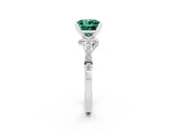 Platinum Princess Cut Green Sapphire Solitaire Ring with Crossover Gallery and Round  Pavé Band_50