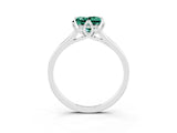 Platinum Princess Cut Green Sapphire Solitaire Ring with Flower Prong Setting and Classic Band_3