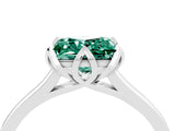 Platinum Princess Cut Green Sapphire Solitaire Ring with Flower Prong Setting and Classic Band_4