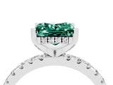 Platinum Princess Cut Green Sapphire Solitaire Ring with Round  Pavé Band and Four-Prong Setting_40