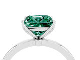 Platinum Princess Cut Green Sapphire Solitaire Ring with Thin Band and Prong Setting_46