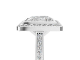 Platinum Princess Cut Halo Bezel Diamond Pave Band Ring_18