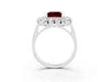 Platinum Princess Cut Halo Cluster Diamond Ring with Pave Band and Four-Prong Setting_9