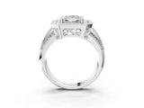 Platinum Princess Cut Halo Diamond Engagement Ring with Pave Split Shank and Four-Prong Setting_10