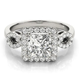 Platinum Princess Cut Halo Diamond Infinity Band with Four-Prong Setting 1