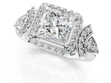 Platinum Princess Cut Halo Diamond Split Shank Engagement Ring with Four-Prong Setting_14