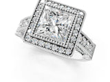 Platinum Princess Cut Halo Diamond Split Shank Pave Ring_14