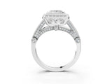 Platinum Princess Cut Halo Diamond Split Shank Pave Ring_16