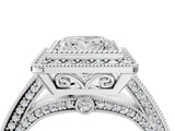 Platinum Princess Cut Halo Diamond Split Shank Pave Ring_17