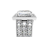 Platinum Princess Cut Halo Diamond Split Shank Ring with Prong Setting_12