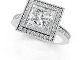 Platinum Princess Cut Halo Pavé Diamond Ring_15