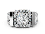 Platinum Princess Cut Halo Split Shank Prong Set Ring_35