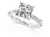 Platinum Princess Cut Moissanite Engagement Ring with Side Stone Accents and Four-Prong Setting_13