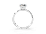Platinum Princess Cut Moissanite Engagement Ring with Side Stone Accents and Four-Prong Setting_15