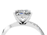 Platinum Princess Cut Moissanite Engagement Ring with Side Stone Accents and Four-Prong Setting_16