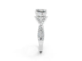 Platinum Princess Cut Moissanite  Halo Twist Band Solitaire Prong Setting Ring_14