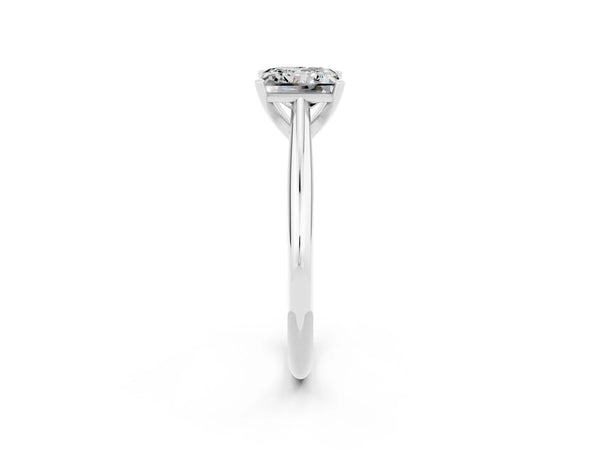 Platinum Princess Cut Moissanite Solitaire Cathedral Engagement Ring with Arched Shoulders