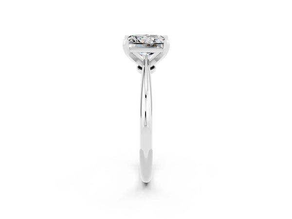 Platinum Princess Cut Moissanite Solitaire Engagement Ring with Classic Band and Four-Prong Setting
