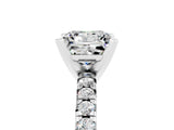 Platinum Princess Cut Moissanite Solitaire Pavé Engagement Ring with Round Band and Prong Setting_95