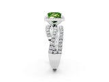Platinum Princess Cut Peridot Halo Ring with Round Split Shank and Prong Setting_69