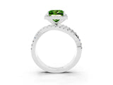 Platinum Princess Cut Peridot Halo Ring with Round Split Shank and Prong Setting_70