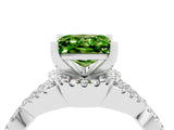 Platinum Princess Cut Peridot  Halo Twist Band Solitaire Prong Setting Ring_16