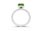 Platinum Princess Cut Peridot Pavé Solitaire Ring with Round Band and Prong Setting_51