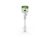 Platinum Princess Cut Peridot Scattered Round Accent Ring with Prong Setting_38
