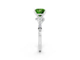 Platinum Princess Cut Peridot Solitaire Ring with Crossover Gallery and Round  Pavé Band_50