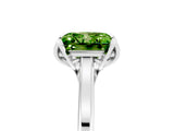 Platinum Princess Cut Peridot Solitaire Ring with Flower Prong Setting and Classic Band_17