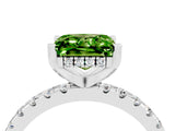 Platinum Princess Cut Peridot Solitaire Ring with Round  Pavé Band and Four-Prong Setting_28