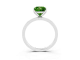 Platinum Princess Cut Peridot Solitaire Ring with Thin Band and Prong Setting_45