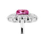 Platinum Princess Cut Pink Sapphire Floral Double Halo Engagement Ring with Prong Setting_143