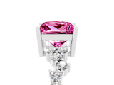 Platinum Princess Cut Pink Sapphire Scattered Round Accent Ring with Prong Setting_41
