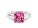 Platinum Princess Cut Pink Sapphire Solitaire Engagement Ring with Cathedral Setting and Four-Prong Mount_12