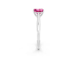 Platinum Princess Cut Pink Sapphire Solitaire Engagement Ring with Cathedral Setting and Four-Prong Mount_14