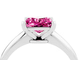 Platinum Princess Cut Pink Sapphire Solitaire Engagement Ring with Classic Band and Four-Prong Setting_28
