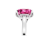 Platinum Princess Cut Pink Sapphire Solitaire Ring with Flower Prong Setting and Classic Band_17