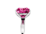 Platinum Princess Cut Pink Sapphire Solitaire Ring with Thin Band and Prong Setting_47