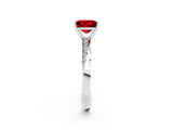 Platinum Princess Cut Ruby Engagement Ring with Side Stone Accents and Four-Prong Setting_14