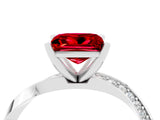 Platinum Princess Cut Ruby Engagement Ring with Side Stone Accents and Four-Prong Setting_16
