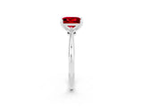 Platinum Princess Cut Ruby Solitaire Engagement Ring with Classic Band and Four-Prong Setting_14