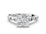 Platinum Princess Cut Solitaire Diamond Ring with Infinity Twist Band and Four-Prong Setting_13