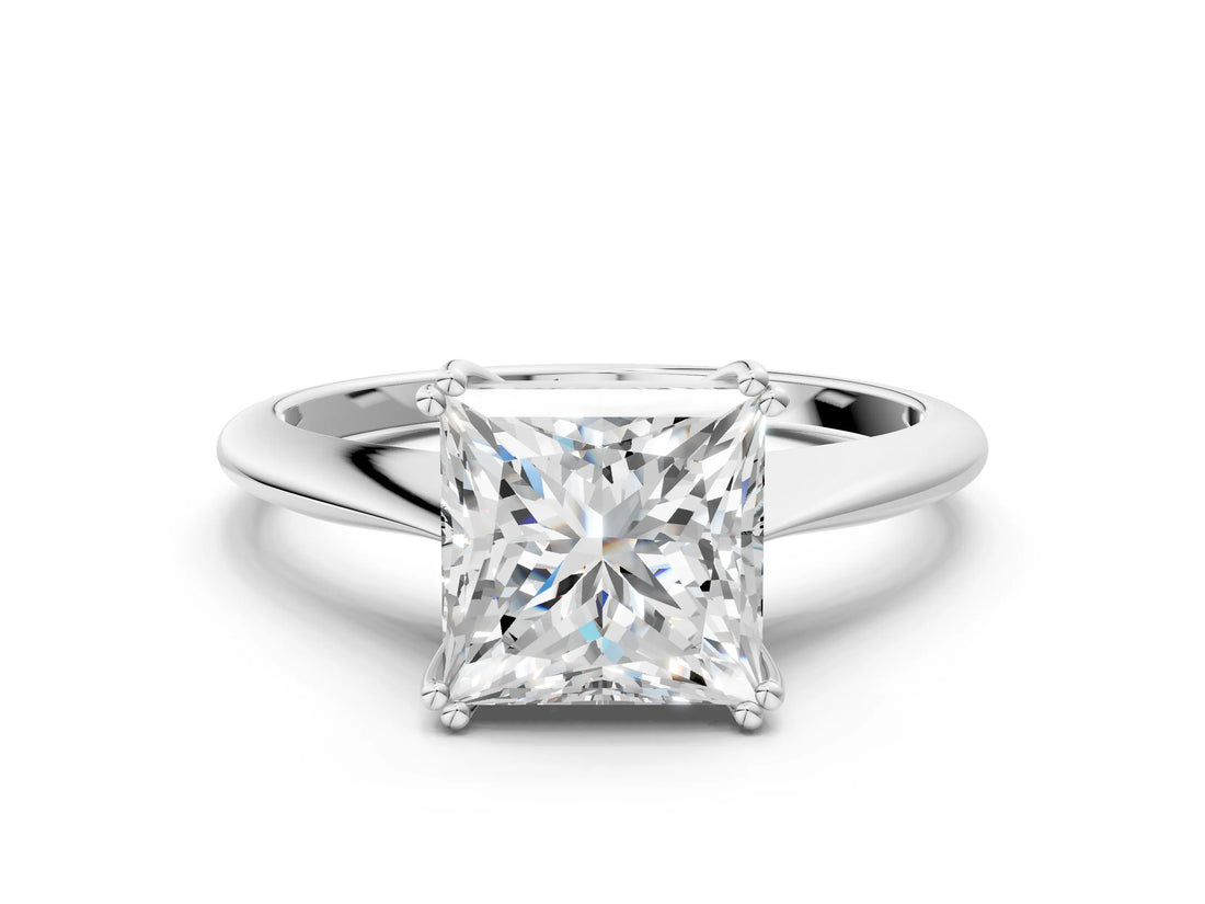 Platinum Princess Cut Solitaire Diamond Ring with Six-Prong Setting and Classic Band_6