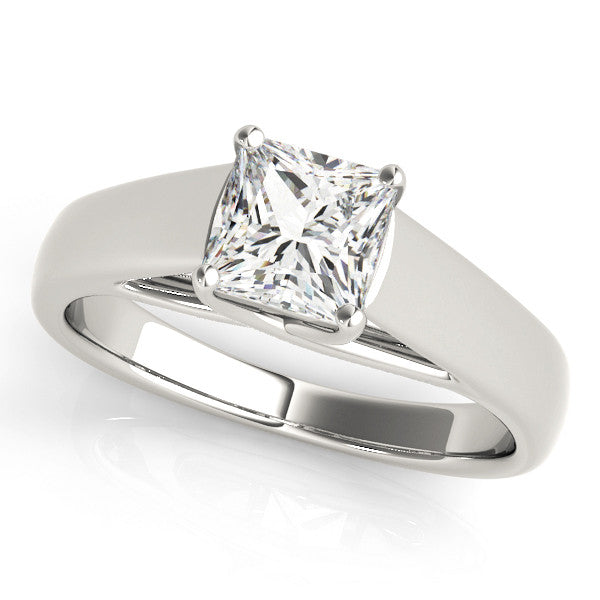 Platinum Princess Cut Solitaire Engagement Ring with Cathedral Setting and Four-Prong Setting 1