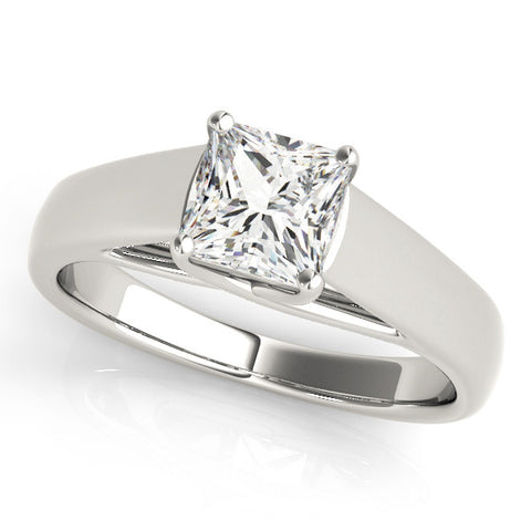 Platinum Princess Cut Solitaire Engagement Ring with Cathedral Setting and Four-Prong Setting 1