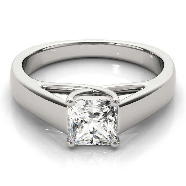 Platinum Princess Cut Solitaire Engagement Ring with Cathedral Setting and Four-Prong Setting 2