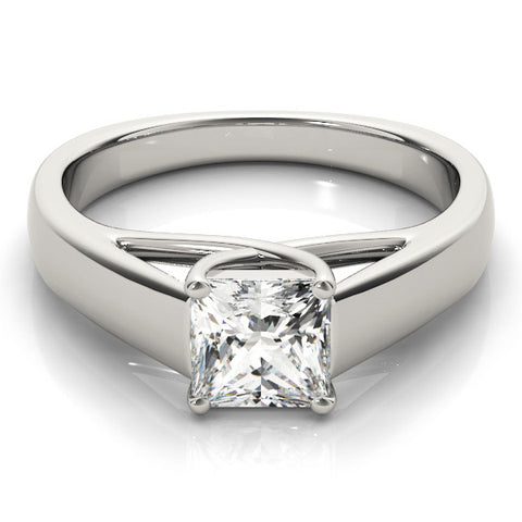 Platinum Princess Cut Solitaire Engagement Ring with Cathedral Setting and Four-Prong Setting 2
