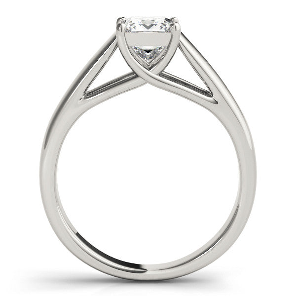 Platinum Princess Cut Solitaire Engagement Ring with Cathedral Setting and Four-Prong Setting